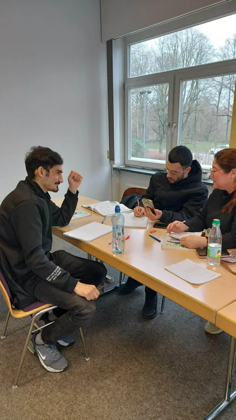 Reviewing documents and paperwork in class