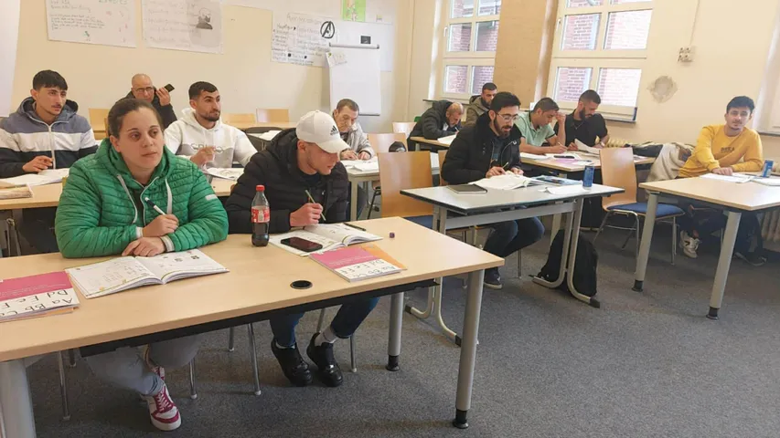 Students studying in class